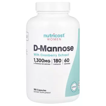 Nutricost, D-манноза с экстрактом клюквы для женщин, 180 капсул