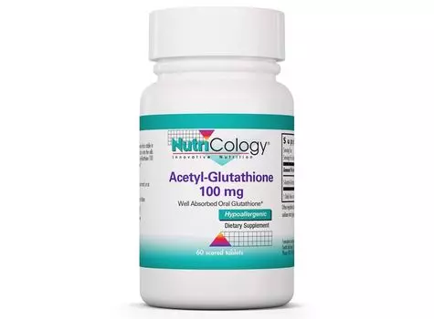 Нутрикология, Ацетил-глутатион 100 мг, 60 таблеток с риской Nutricology