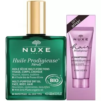 Nuxe Huile Prodigieuse Neroli Bio 100 мл + шампунь для зеркального блеска волос Prodigieux 30 мл бесплатно