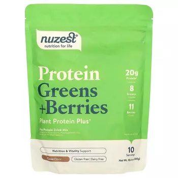Nuzest, протеин, зелень и ягоды, со вкусом какао, 300 г (10,6 унции)