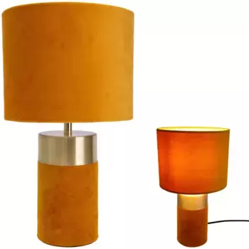 Nve настольная лампа «Бордо», 1 лампочка, лампочка E14 | без лампочки, 1xE14, коричневый текстильный плафон, цоколь из коричневого золота, В: 32см, кабель питания 150см