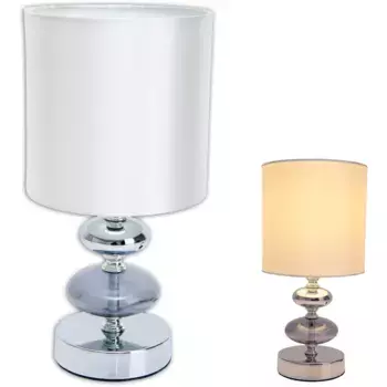 Nve настольная лампа «Мали», 1 лампочка, лампочка E14 | без лампы, E14 макс. 40 Вт, материал: металл/стекло/текстиль, цвет: белый/хром, IP20