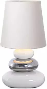 Nve настольная лампа "Stoney", 1 лампочка, лампочка E14 | без лампы, с керамическим цоколем и текстильным плафоном, 1xE14/макс.40 Вт 16 см, Высота: 31 см, белый/серебристый/хром