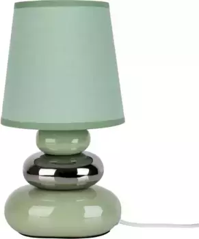 Nve настольная лампа "Stoney", лампочка E14 | без лампы, с керамическим цоколем и текстильным плафоном, 1xE14/макс.40 Вт 16 см, Высота: 31 см, мятный/хром