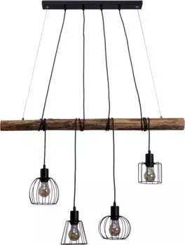 Nve подвесной светильник "4 подвесной светильник "WOODLAND", лампа E27 | без лампочек, ретро-стиль Высота: 150,00 см., черный