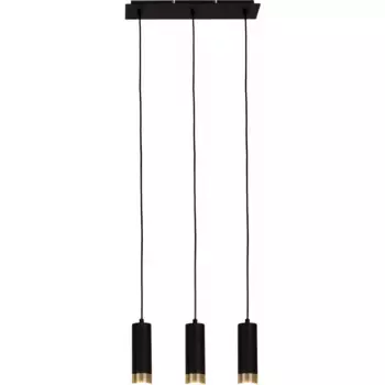 Nve подвесной светильник «Fridu», 3 лампочки, лампа GU10 | без колбы, из матового черного железа с золотыми краями, длина 48 см, для 3x GU10, черный