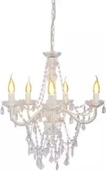 Nve подвесной светильник "Корона 5 "CECILIA" D: 52 см белый ", лампа E14 | без лампочек, элегантный дизайн Высота: 85,00 см., белый