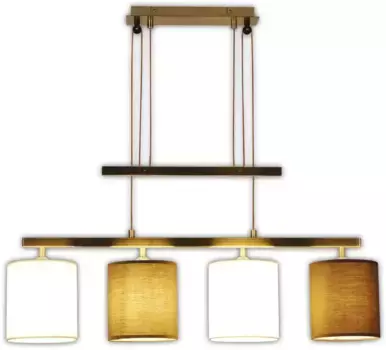 Nve подвесной светильник "Тильда", 4 лампочки, лампочка E27 | без лампочки, регулируемый, сталь/текстиль, высота: 116 см, без 4x E27 макс 15,00 см, Рост: 116,00 см., коричневый/бежевый