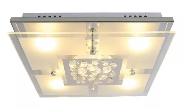 Nve - светодиодный потолочный светильник, Lettona, размеры: длина: 30см; б: 30см; высота: 7,5 см; 1230842, серебро