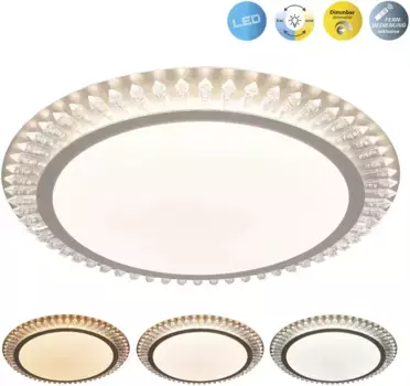 Nve светодиодный потолочный светильник "Madison", 1 лампочка, с регулировкой яркости, изменение цвета CCT в 3 уровня, пульт дистанционного управления, ромбовидные грани 48,00 см, Высота: 6,50 см., цвет gold