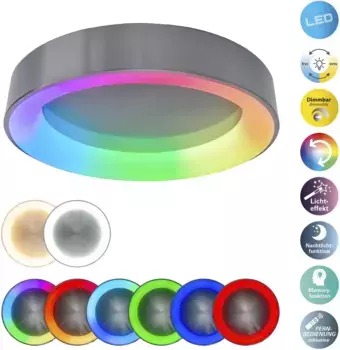 Nve Светодиодный потолочный светильник "Multo", 1 лампочка, ночник, функция памяти, CCT 46,50 см, Высота: 8,00 см., цвет silberfarben