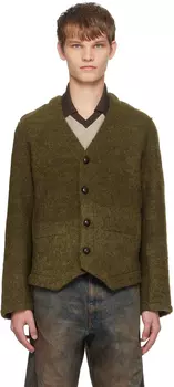 NVRFRGT Кардиган цвета хаки с открытыми швами