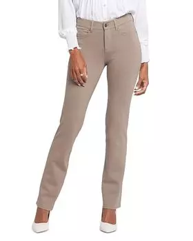 NYDJ Petite Marilyn High Rise Straight Jeans in Black - Прямые джинсы с высокой посадкой NYDJ Petite Marilyn черного цвета NYDJ, коричневый