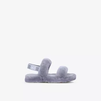 О да, шлепанцы из овчины с ремешками, 6-10 лет Ugg, серый
