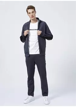 O-образный вырез, обычный формованный мужской спортивный костюм антрацитового цвета Skechers