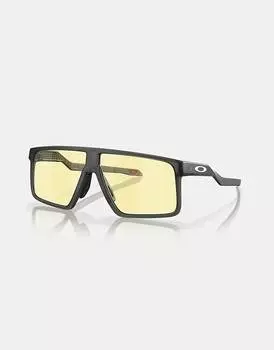 Oakley — Helux Gaming Collection — прямоугольные солнцезащитные очки матового дымчато-серого цвета с желтыми зеркальными линзами