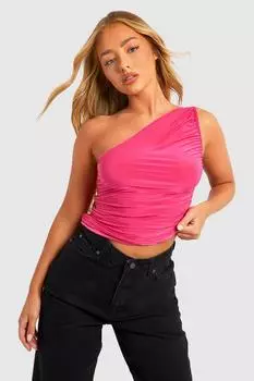 Объединенный топ на одно плечо со собрями Boohoo, розовый