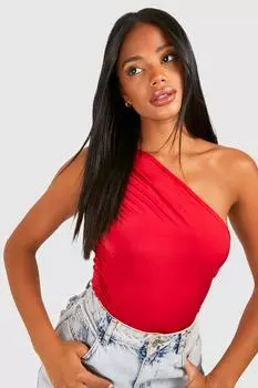 Объединенный топ на одно плечо со собрями Boohoo, красный