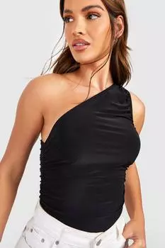 Объединенный топ на одно плечо со собрями Boohoo, черный