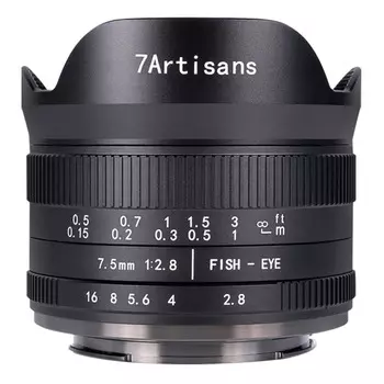 Объектив 7Artisans 7.5mm f/2.8 II Fisheye, Fujifilm X Mount, черный