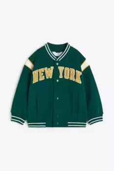 Объемная бейсбольная куртка H&M, зеленый
