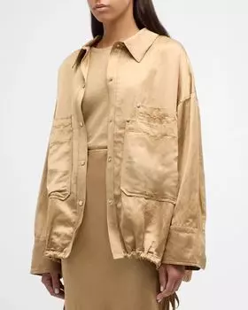 Объемная блестящая куртка с напуском Coolness DOROTHEE SCHUMACHER, цвет Warm Beige