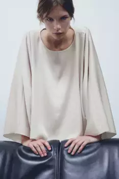 Объемная блузка H&M, бежевый