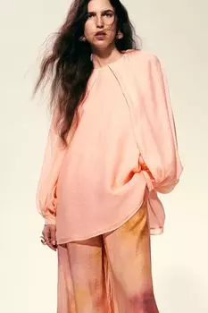 Объемная блузка H&M, розовый