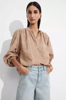 Объемная блузка с цветочной аппликацией & Other Stories, бежевый