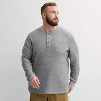 Объемная длинная вафельная футболка с пуговицами Big & Tall Sonoma Goods For Life, серый