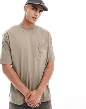 Объемная футболка цвета хаки с карманами ASOS DESIGN