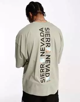 Объемная футболка цвета хаки с принтом Невада на спине ASOS DESIGN