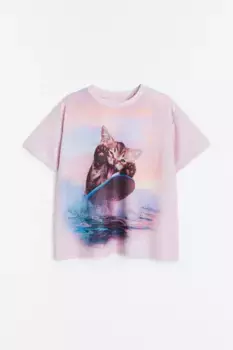 Объемная футболка H&M, фиолетовый