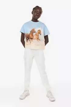 Объемная футболка H&M, синий