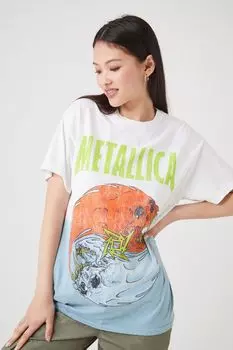 Объемная футболка Metallica, окрашенная методом Dip Dye Forever 21, синий