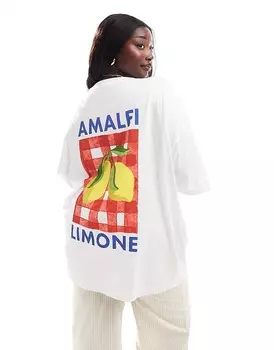 Объемная футболка с рисунком ASOS DESIGN Curve 'Amalfi'