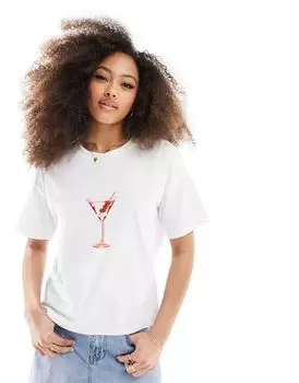 Объемная футболка с рисунком слоновой кости ASOS DESIGN martini
