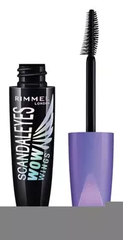 Объемная и подкручивающая тушь Rimmel ScandalEyes WOW Wings, оттенок 003 Extreme Black 12 мл