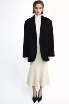 Объемная куртка из смесовой шерсти H&M, черный