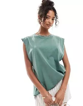 Объемная майка из мытой шалфея с отверстием для рукавов ASOS DESIGN