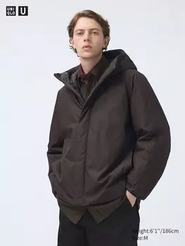 Объемная парка puffertech Uniqlo, коричневый