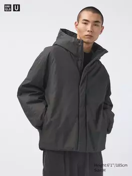 Объемная парка puffertech Uniqlo, серый