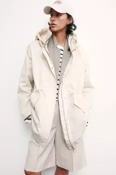 Объемная парка с капюшоном H&M, бежевый