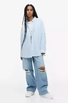 Объемная рубашка из крепа H&M, синий