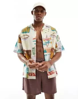 Объемная рубашка Revere с абстрактным принтом ASOS DESIGN