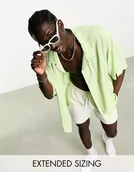 Объемная рубашка с каменным воротником и заниженными плечами ASOS DESIGN из мятой ткани