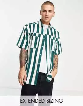 Объемная рубашка в полоску в винтажном стиле 90-х годов ASOS DESIGN из смесового хлопка