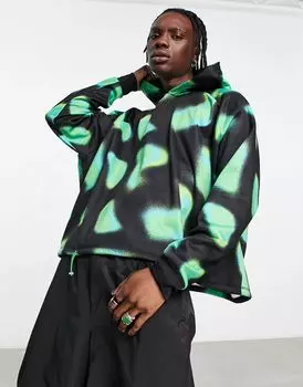 Объемная толстовка ASOS с размытым принтом по всей поверхности и застежками на пуговицы