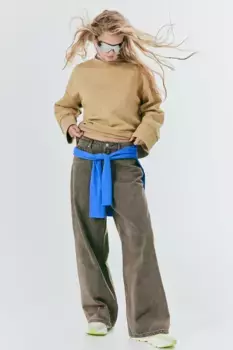 Объемная толстовка H&M, бежевый