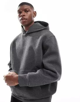 Объемная толстовка из тяжелого неопрена ASOS DESIGN темно-серого цвета